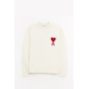 AMI ECRU ROUGE CREWNECK SWEATER